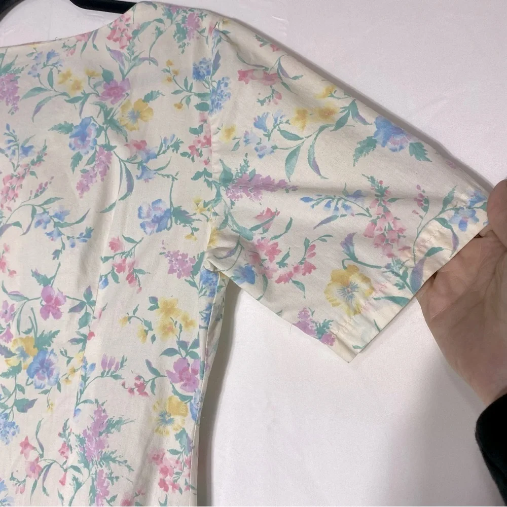 Vintage Handmade Pastel Floral Cottagecore Peasant Garden Tea Party Dress M - Picture 7 of 16